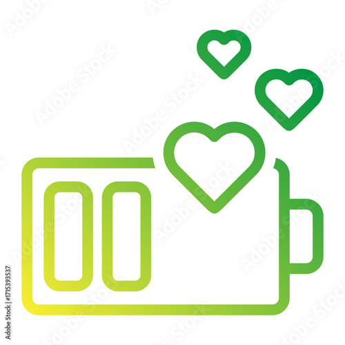Battery with hearts gradient icon for emotional energy recharge
