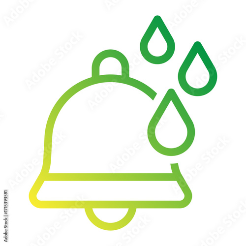 Bell with drops gradient icon for calm mindful notifications