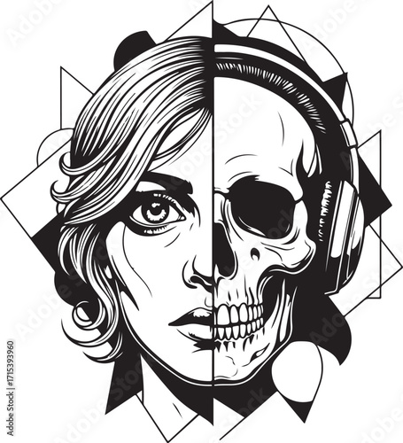 Dual identity split face design silhouette