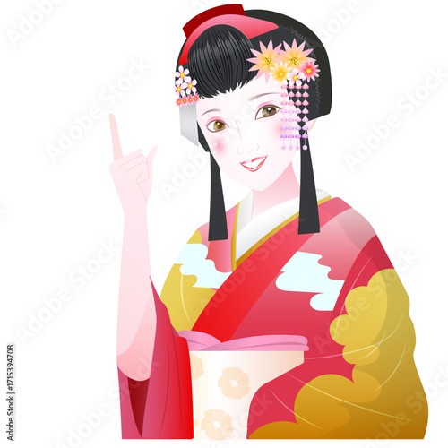人差し指を立てる舞妓さん