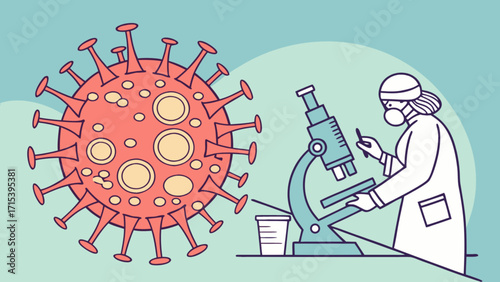 Coronavirus research and development vaccine scientist working with microscope in laboratory lab