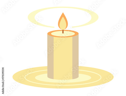 Stylized vector graphic of a burning candle on a white background