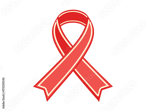 Red Awareness Ribbon Symbol of Solidarity for HIV AIDS and Other Causes