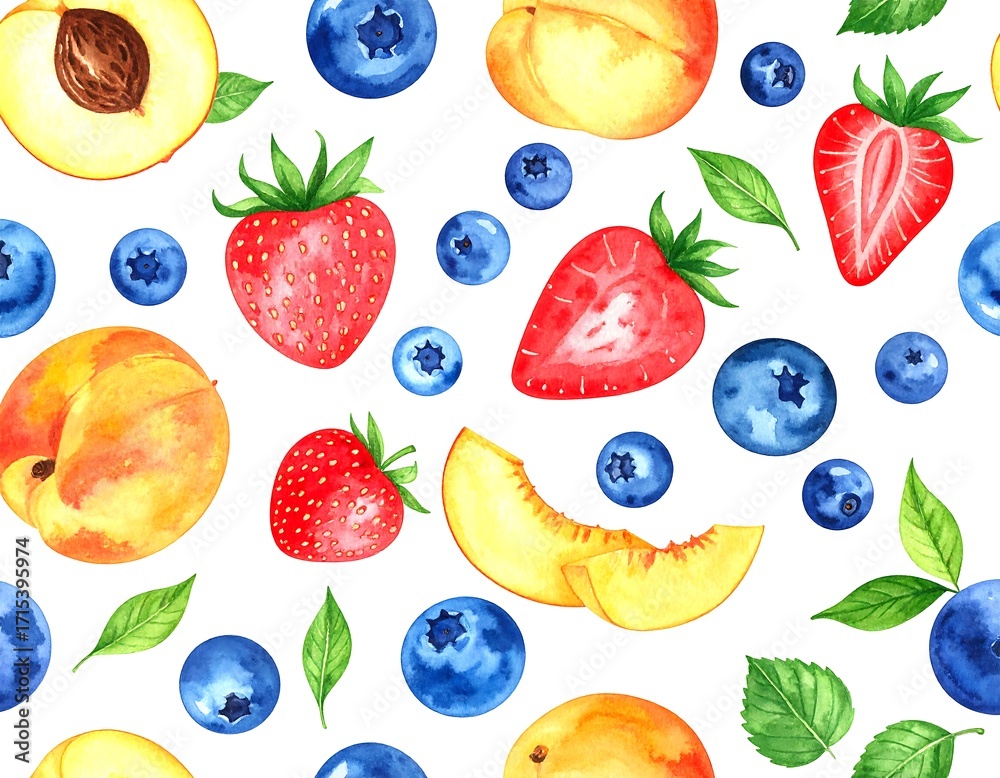 Fototapeta premium Watercolor fruit pattern