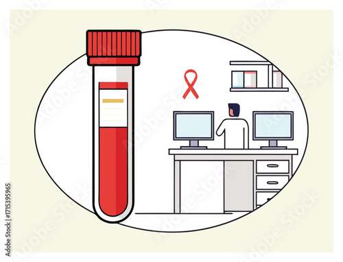 Aids awareness blood test and research vector illustration concept