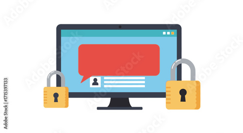 Secured online messaging on desktop computer.