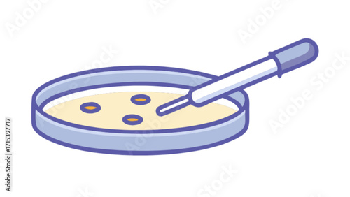 Petri dish with pipette vector illustration for microbiology research and lab equipment design needs