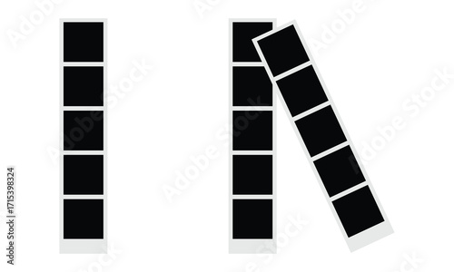 Blank photo booth strip template. Clipart image. isolated on white and black background.  EPS 10 .