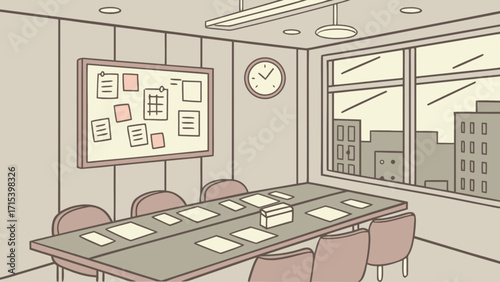 Conference room interior design office meeting workspace business interior architecture cityscape view