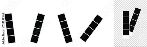 Blank photo booth strip template. Clipart image. isolated on white and black background.  EPS 10 .