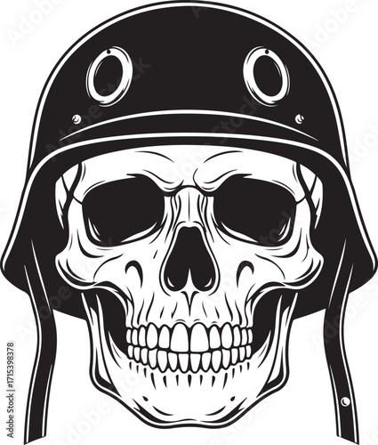 Motorcycle skull helmet biker emblem silhouette