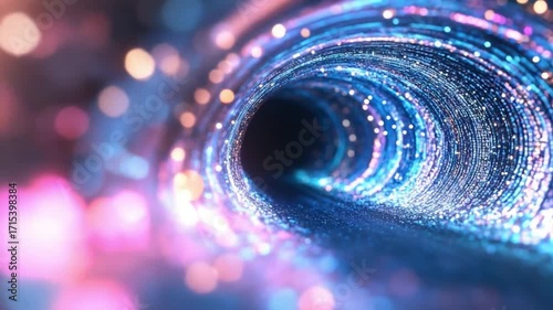 Digital Tunnel: A mesmerizing journey through a glowing digital tunnel, showcasing the beauty of data streams and light particles in a futuristic and dynamic display.
