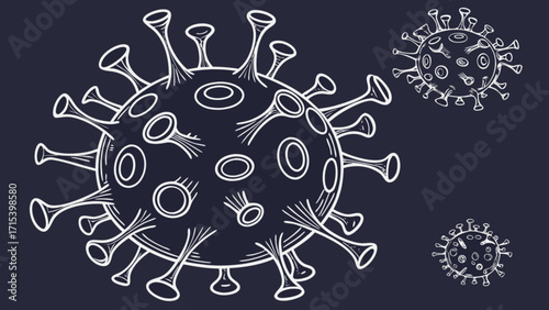 Coronavirus covid pandemic virus infection disease health medical sketch drawing illustration art