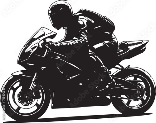 Racer speeds on motorcycle silhouette silhouette