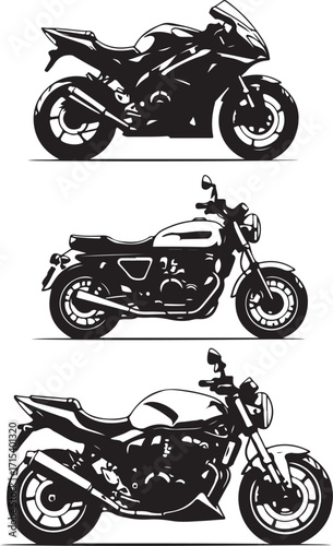 Motorcycle collection sports classic naked silhouette