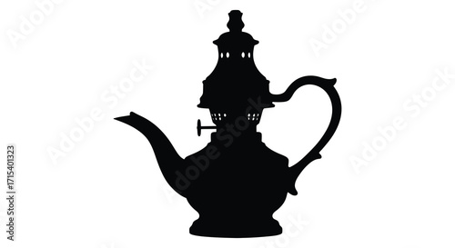 Elegant silhouette of a traditional ornate metal coffee pot design