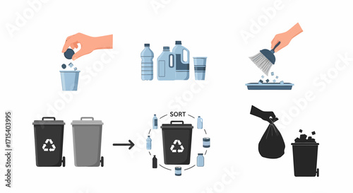 Recycling Process Sorting and Disposing of Waste.