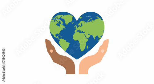 Hands Holding Earth in Heart Shape.
