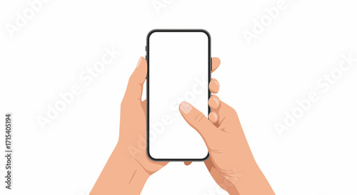 Smartphone Held in Hands Blank Screen Display.