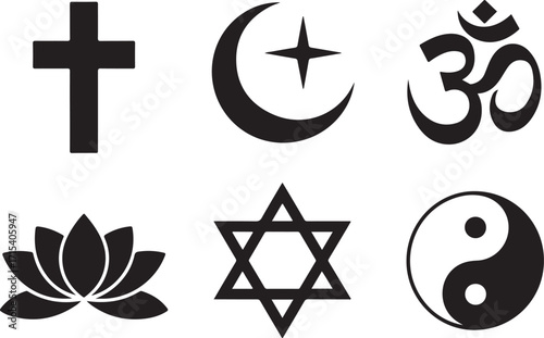 Diverse global faith symbols in clean, modern design