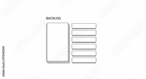 Agile project management backlog concept with stacked cards and task list illustration.