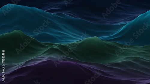 Wallpaper Mural Asymmetrical wave-like patterns with variable crests and troughs in deep ocean colors form a seamlessly looping abstract background clean, tranquil, visual Torontodigital.ca