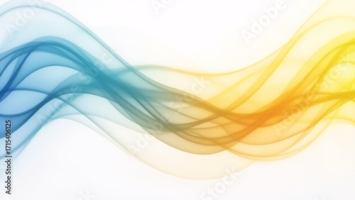 Abstract Wavy Lines, Blue and Yellow