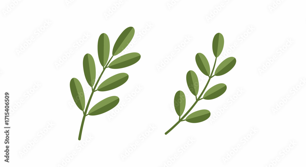 Naklejka premium Two stylized green leaf branches.