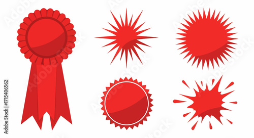 Collection of Red Vector Award and Burst Shapes.