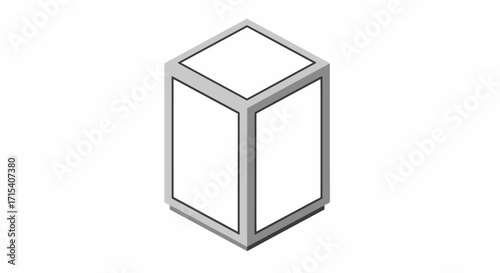 Blank threesided advertising display totem with a grey frame in an isometric projection.
