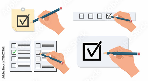 Multiple Hands Marking Checklists and Forms.