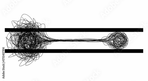 Constrained Chaos Abstract Line Art Between Parallel Bars.