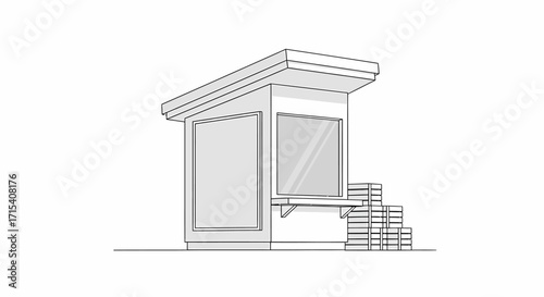 Simple Outline of a Small Modern Security Booth.