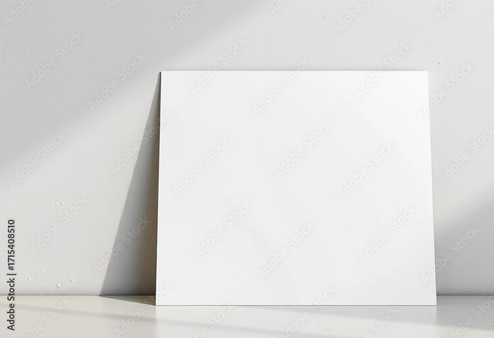 Naklejka premium Blank white paper sheet mockup leaning against a wall Vector illustration, lean, design