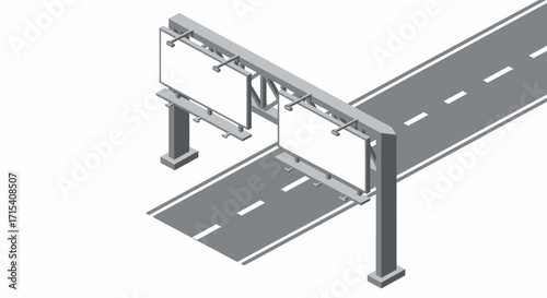 Double Billboard Structure on Highway Overpass.