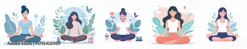 vector of a woman sitting in meditation