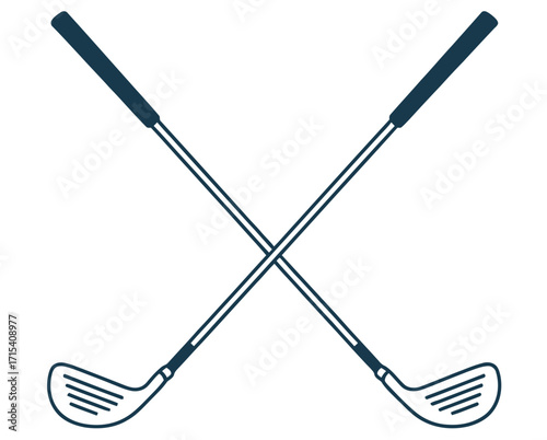 Illustration of two crossed golf clubs representing the sport and recreational activity of golf