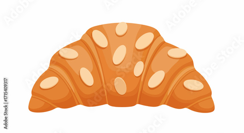 Delicious Croissant with Almonds Freshly Baked Pastry Treat.