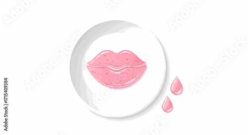 Pink Lips with Exfoliating Scrub and Droplets.