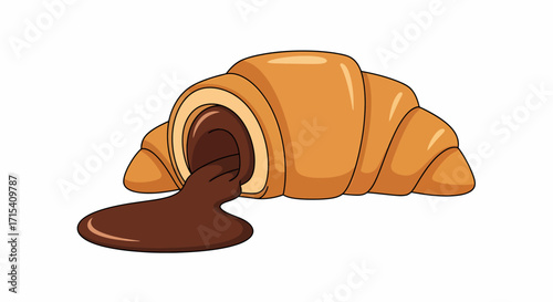 Delicious Chocolate Croissant with Melting Filling.