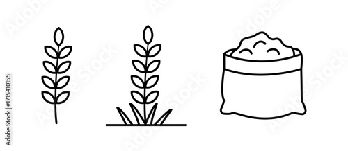 Rice icon. plants and sacks icon for app, website, ui , ux etc . plant and sack png and vector illustration on transparent background.