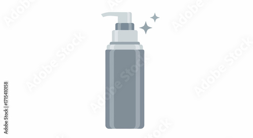 Gray Cosmetic Pump Bottle with Sparkling Effect.