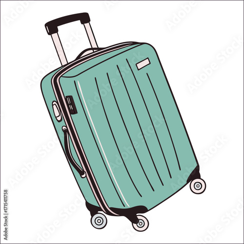 Different kinds of suitcases illustrations set. collection of travel bags with wheels for luggage or baggage, briefcase isolated on white