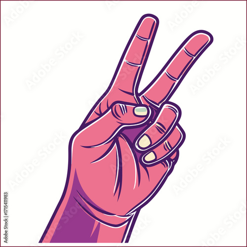 Hand peace sign realistic background