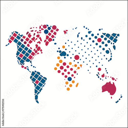 World map. Flat Earth worldmap with continent silhouettes