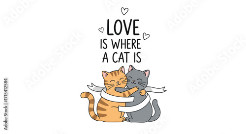 Love is where a cat is a wonderful place to be with furry friends.
