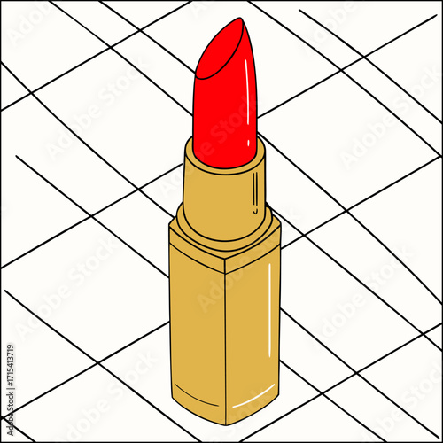 Lipstick Flat Design Beauty Icon with Side Shadow