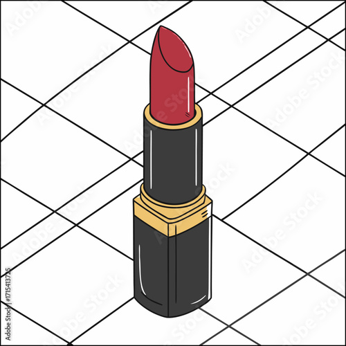 Lipstick Flat Design Beauty Icon with Side Shadow