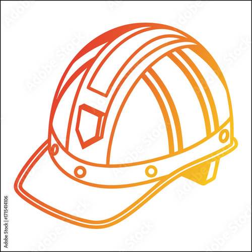 A high-quality vector illustration of an oilfield worker safety helmet, isolated on a white background
