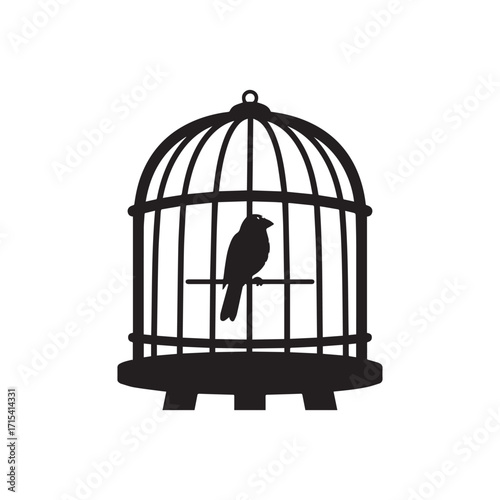 A vector illustration of a bird cage outline silhouette. 